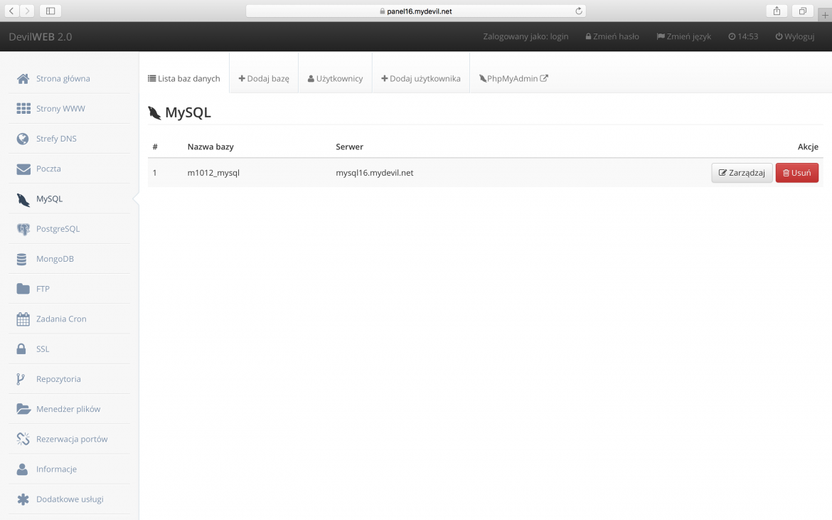 Bazy MySQL - lista baz