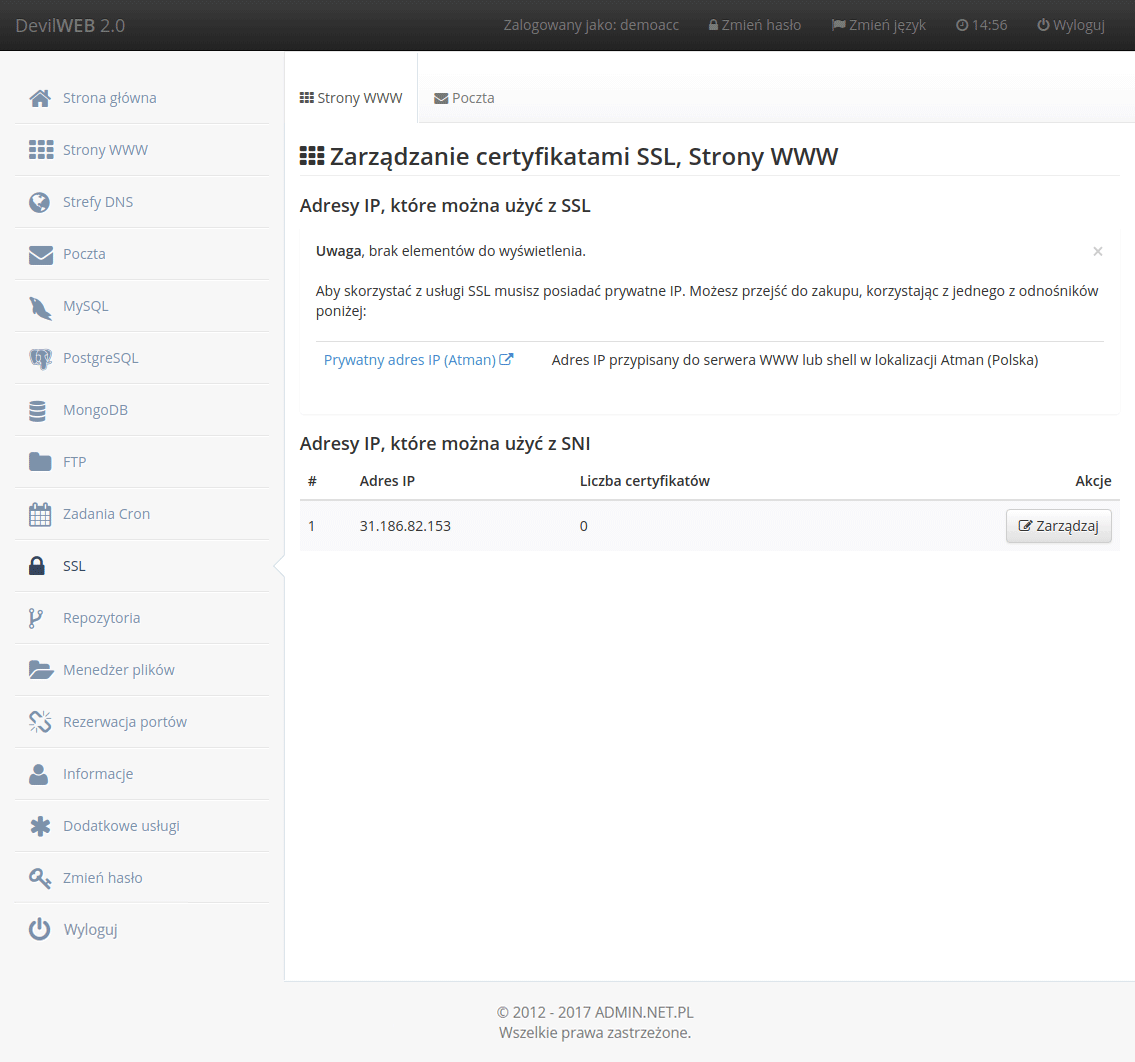 Zarzadzanie certyfikatami SSL